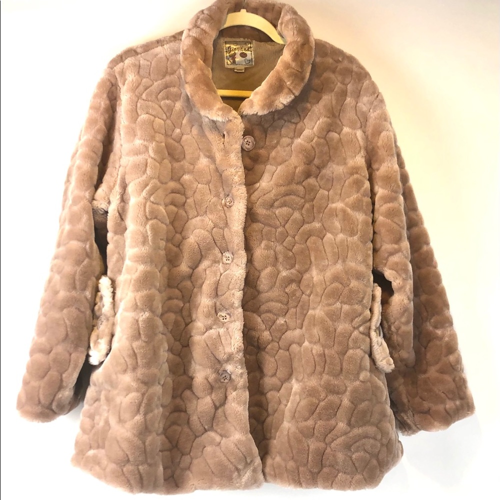 Beautiful Giovana Faux Fur Swing Coat L Taupe